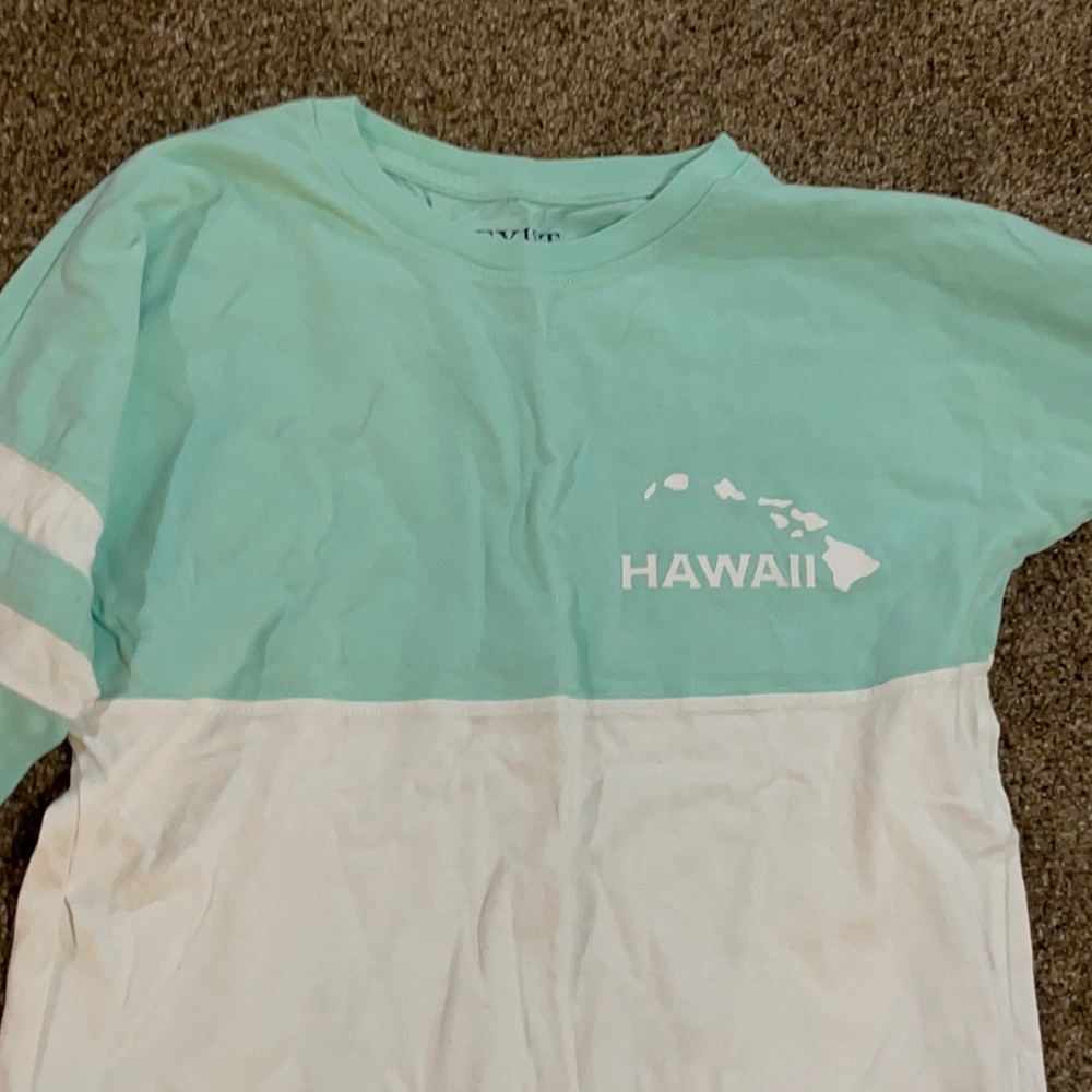 Long sleeve turquoise shirt from Hawaii.